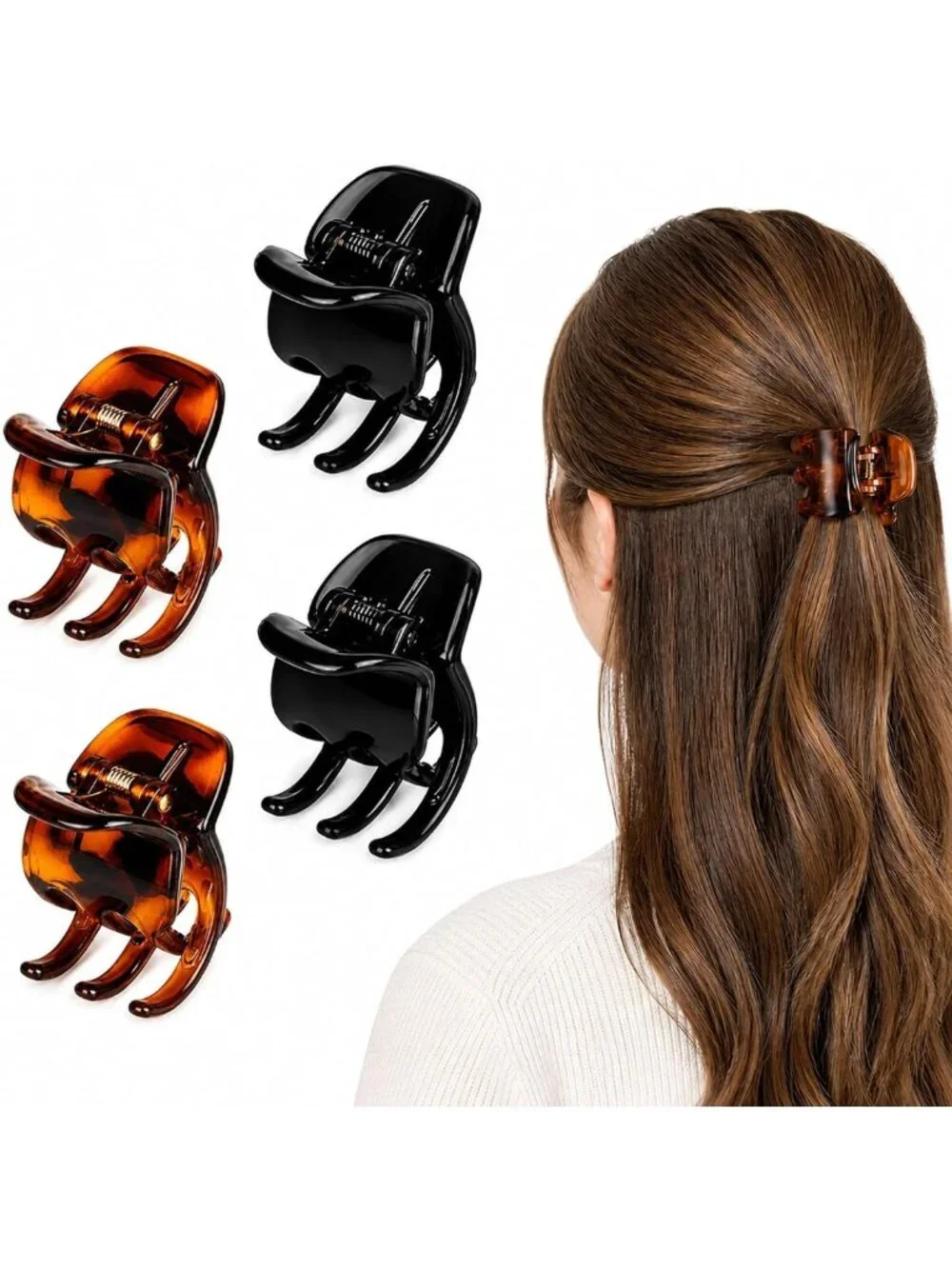 4 Pack Medium Nonslip Claw Clips - Hair Jaw Accessories for Easy Updos & Makeup